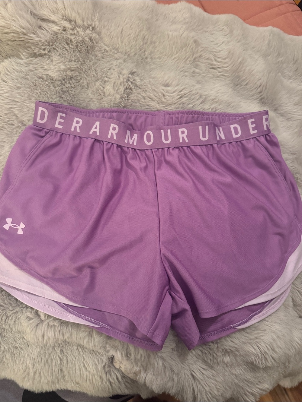 Under Armour Women's Lilac Athletic Shorts with Branded Waistband